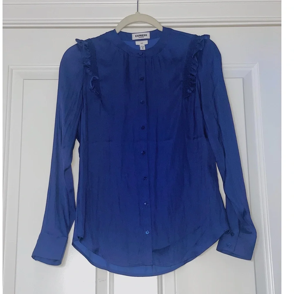 EXPRESS Ruffle Button Down Blouse - Picture 1 of 3